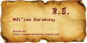 Mézes Barakony névjegykártya